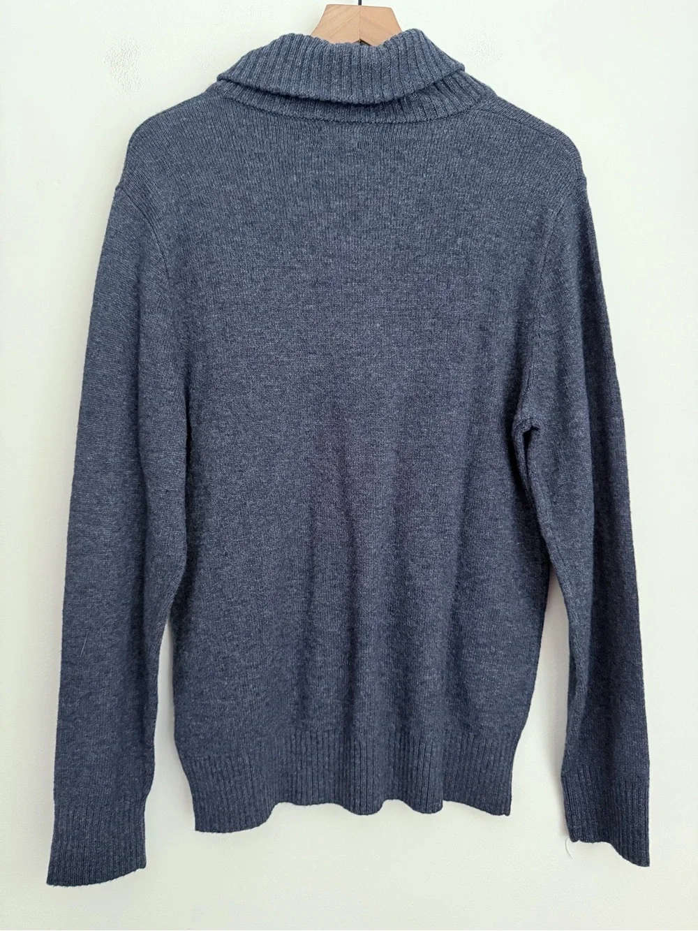 J.Crew men navy blue Lambswool Shawl Collar Sweater M NWT